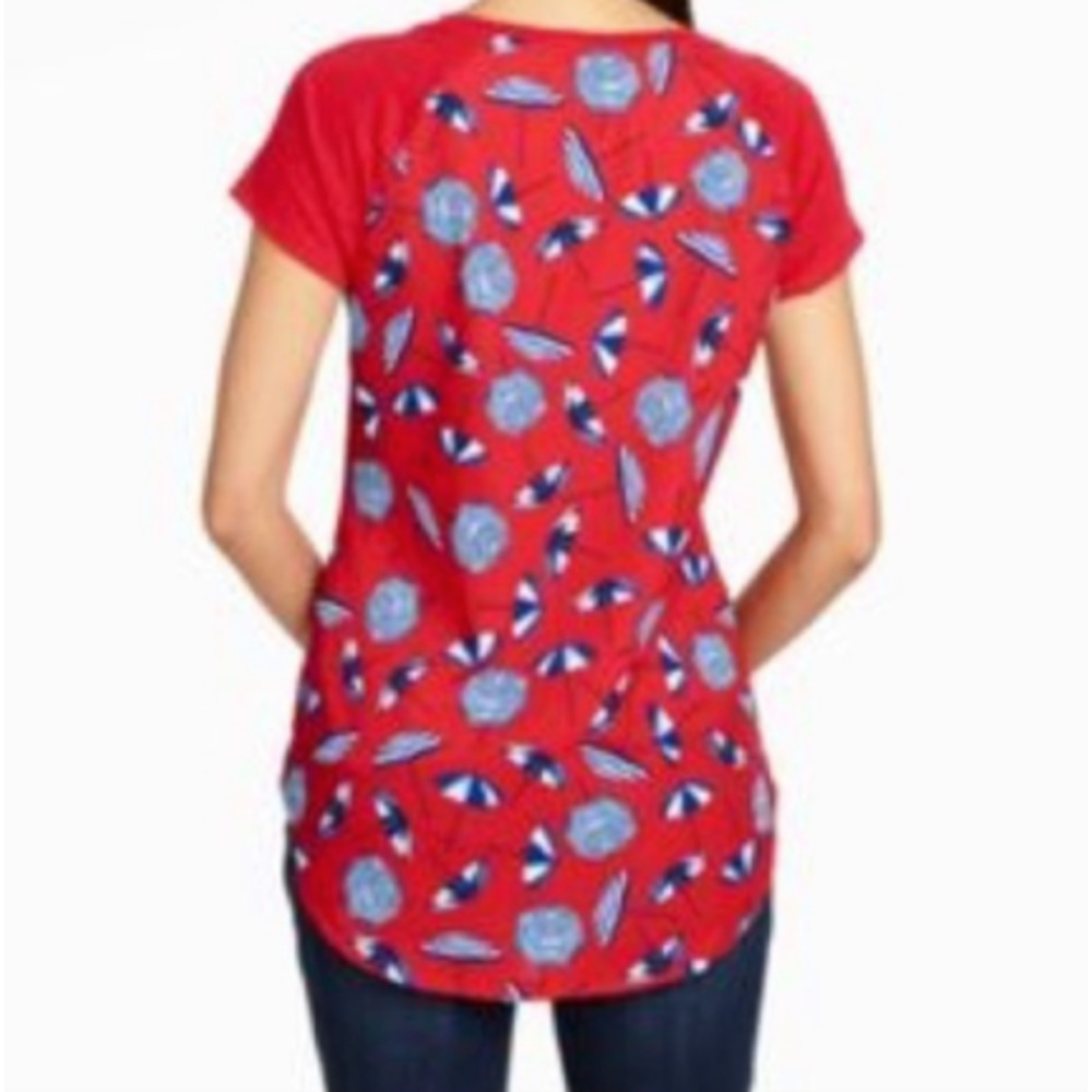 Talbots Top Linen Beach Umbrella Parasol Red Blue